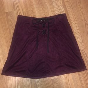 Velvet Maroon & Black Tie Material Girl Skirt